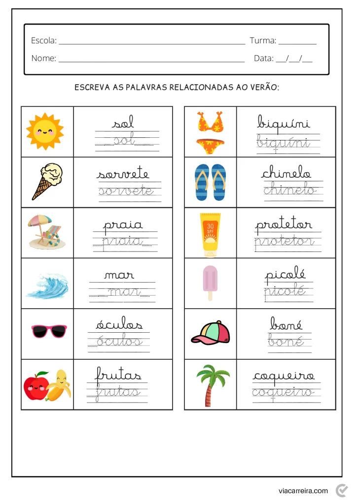 Atividades educativas sobre o verão — p5 | Atividades Educação Infantil (ensinoja.com.br)