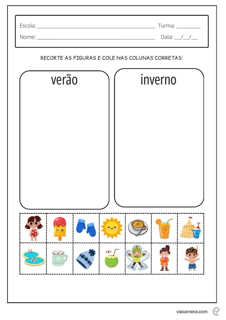 Atividades educativas sobre o verão — p8 | Atividades Educação Infantil (ensinoja.com.br)