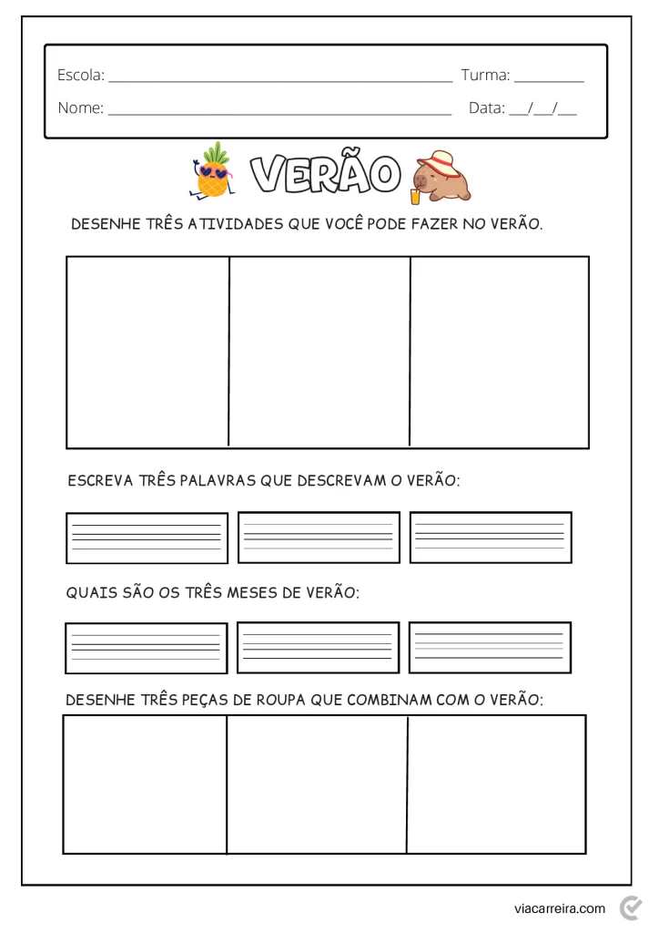 Atividades educativas sobre o verão — p20 | Atividades Educação Infantil (ensinoja.com.br)