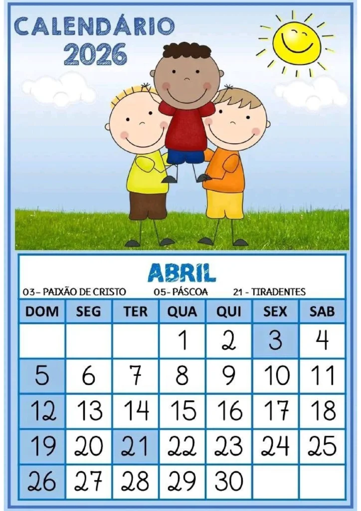 Calendário escolar 2026: meses e datas importantes — p4 | Atividades Educação Infantil (ensinoja.com.br)