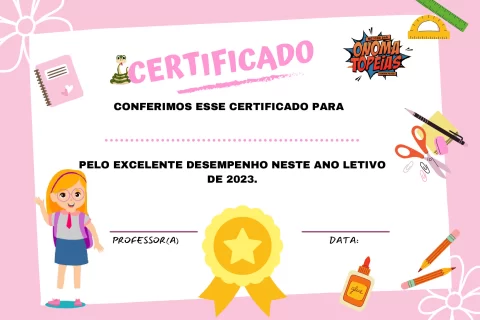 Certificado de excelência para alunos do ano letivo — p1 | Atividades Educação Infantil (ensinoja.com.br)