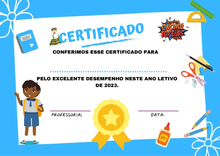 Certificado de excelência para alunos do ano letivo — p2 | Atividades Educação Infantil (ensinoja.com.br)