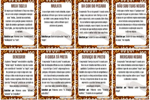 Conciência Negra: Card de Expressões Racistas — p1 | Atividades Educação Infantil (ensinoja.com.br)