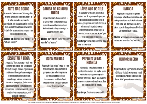 Conciência Negra: Card de Expressões Racistas — p3 | Atividades Educação Infantil (ensinoja.com.br)