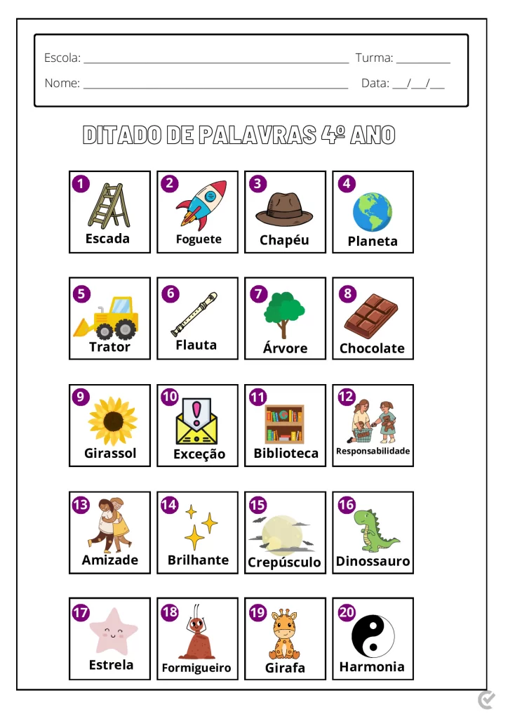 Ditado de Palavras 1º a 5º Ano – PDF para Imprimir — p7 | Atividades Educação Infantil (ensinoja.com.br)