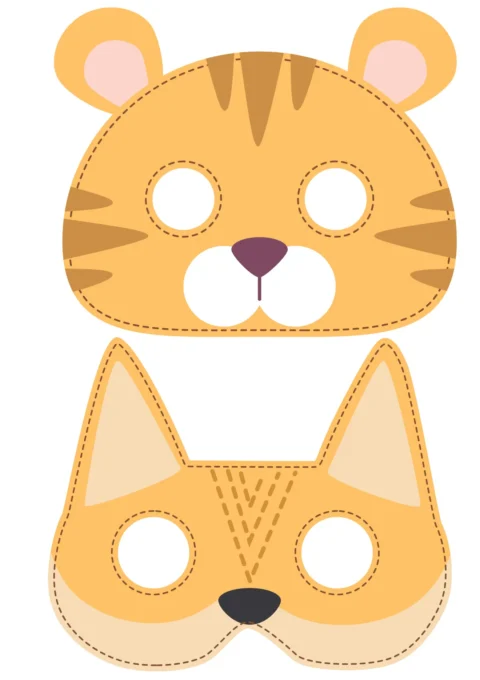 Máscaras de animais para atividades educativas