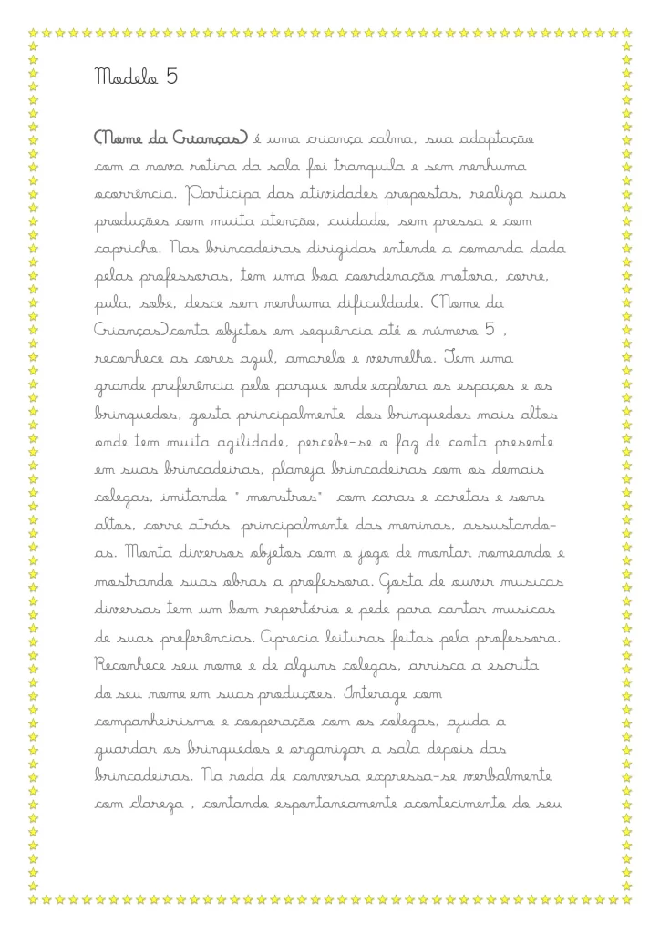 Modelos de relatórios da educação infantil — p6 | Atividades Educação Infantil (ensinoja.com.br)