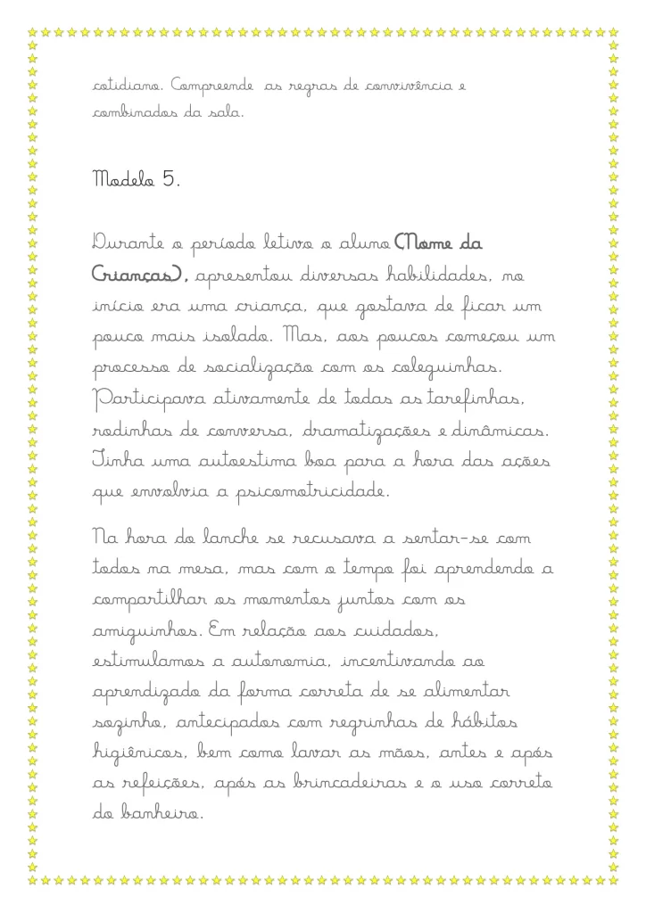 Modelos de relatórios da educação infantil — p7 | Atividades Educação Infantil (ensinoja.com.br)