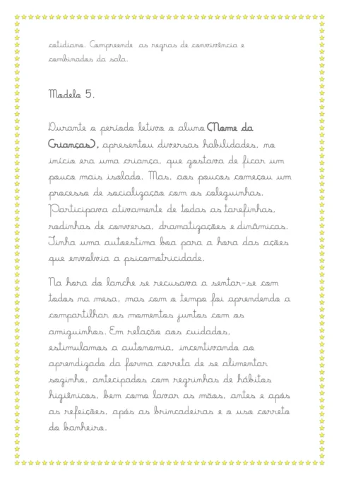 Modelos de relatórios da educação infantil — p7 | Atividades Educação Infantil (ensinoja.com.br)
