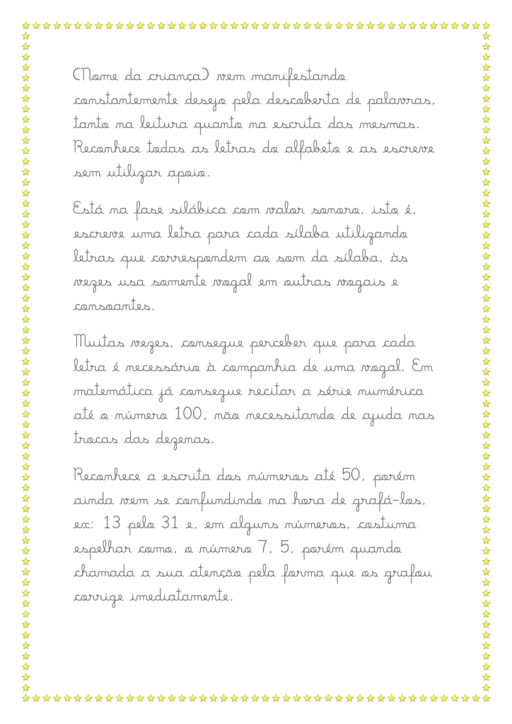 Modelos de relatórios da educação infantil — p11 | Atividades Educação Infantil (ensinoja.com.br)