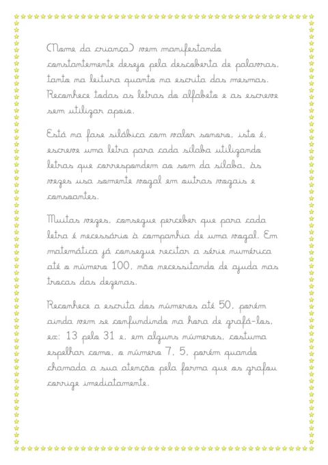 Modelos de relatórios da educação infantil — p11 | Atividades Educação Infantil (ensinoja.com.br)