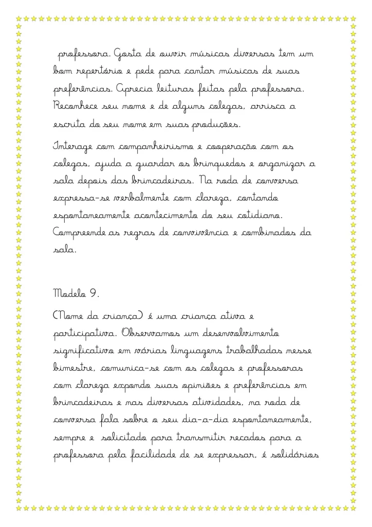 Modelos de relatórios da educação infantil — p16 | Atividades Educação Infantil (ensinoja.com.br)