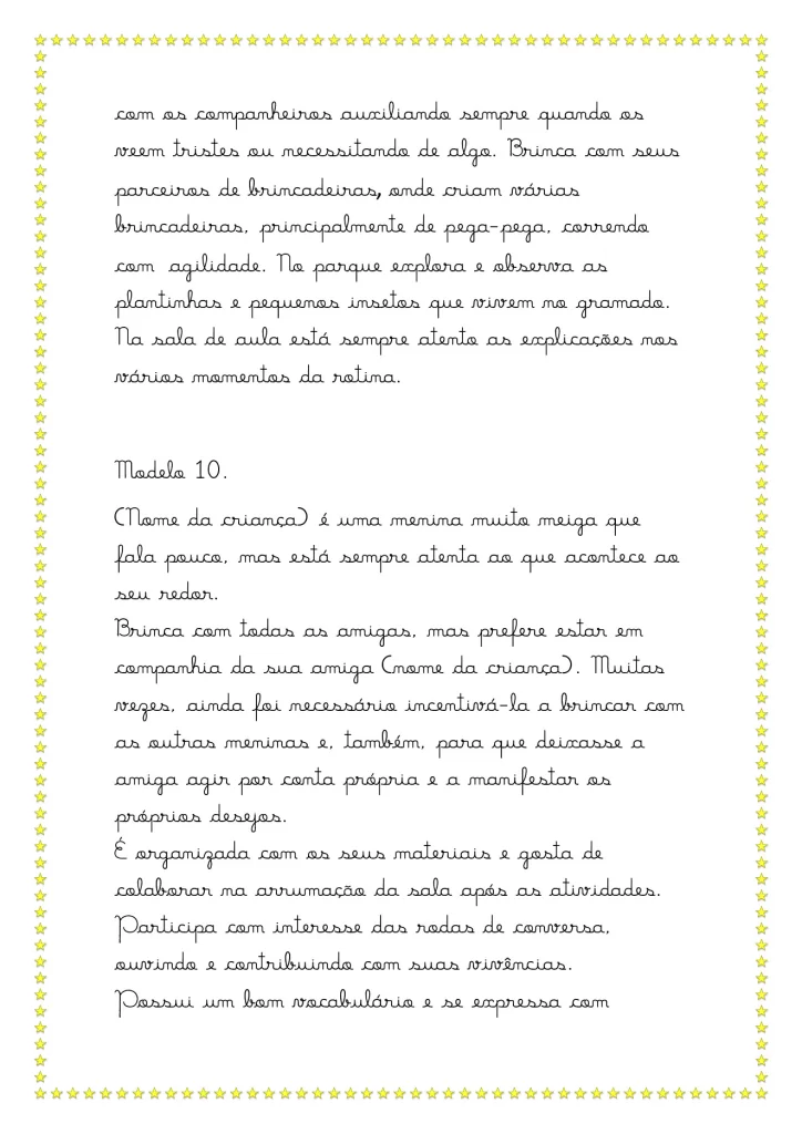 Modelos de relatórios da educação infantil — p17 | Atividades Educação Infantil (ensinoja.com.br)
