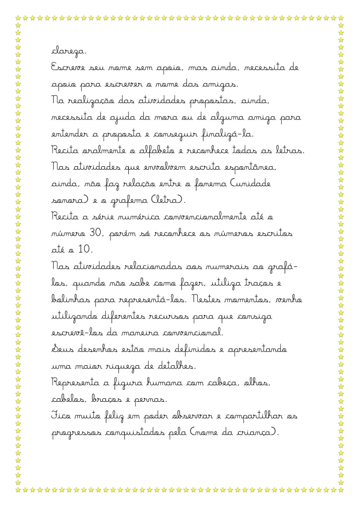Modelos de relatórios da educação infantil — p18 | Atividades Educação Infantil (ensinoja.com.br)