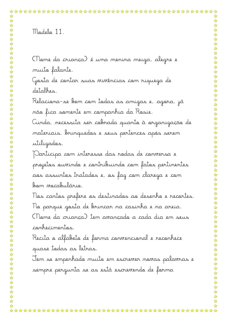 Modelos de relatórios da educação infantil — p19 | Atividades Educação Infantil (ensinoja.com.br)