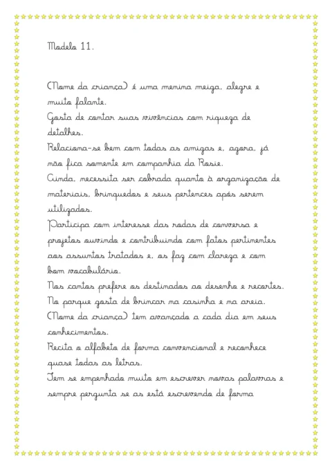 Modelos de relatórios da educação infantil — p19 | Atividades Educação Infantil (ensinoja.com.br)