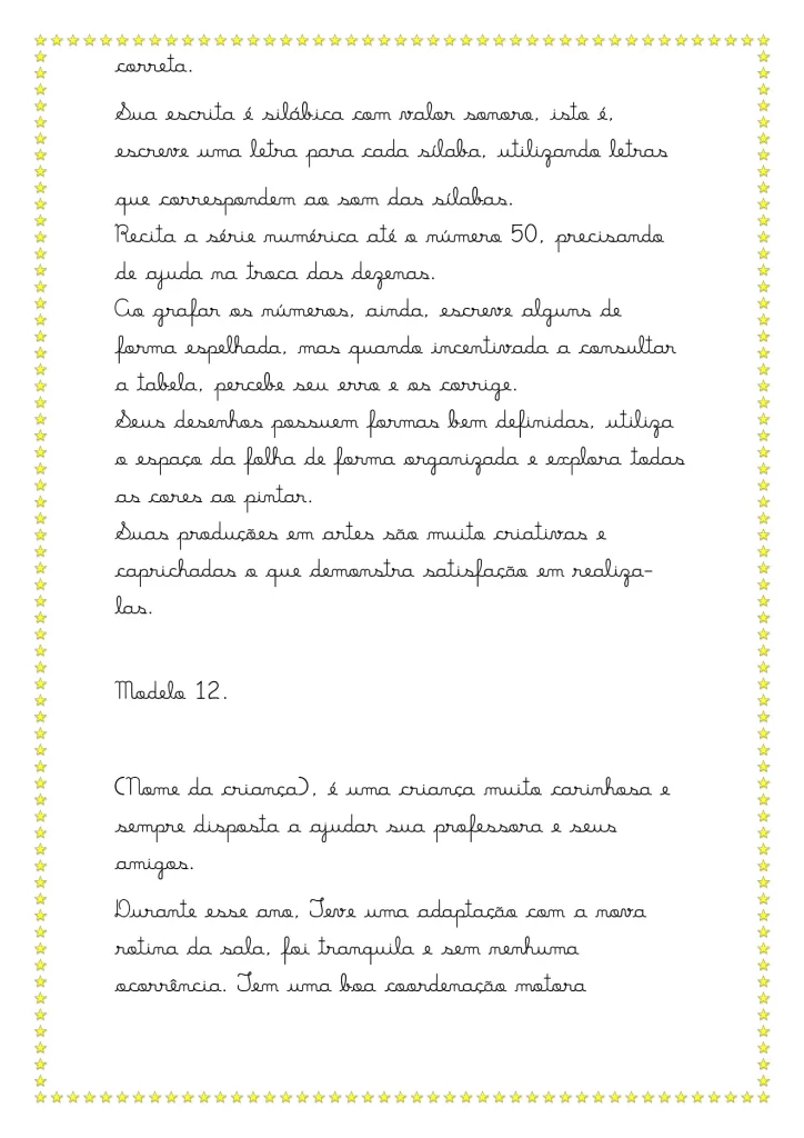 Modelos de relatórios da educação infantil — p20 | Atividades Educação Infantil (ensinoja.com.br)