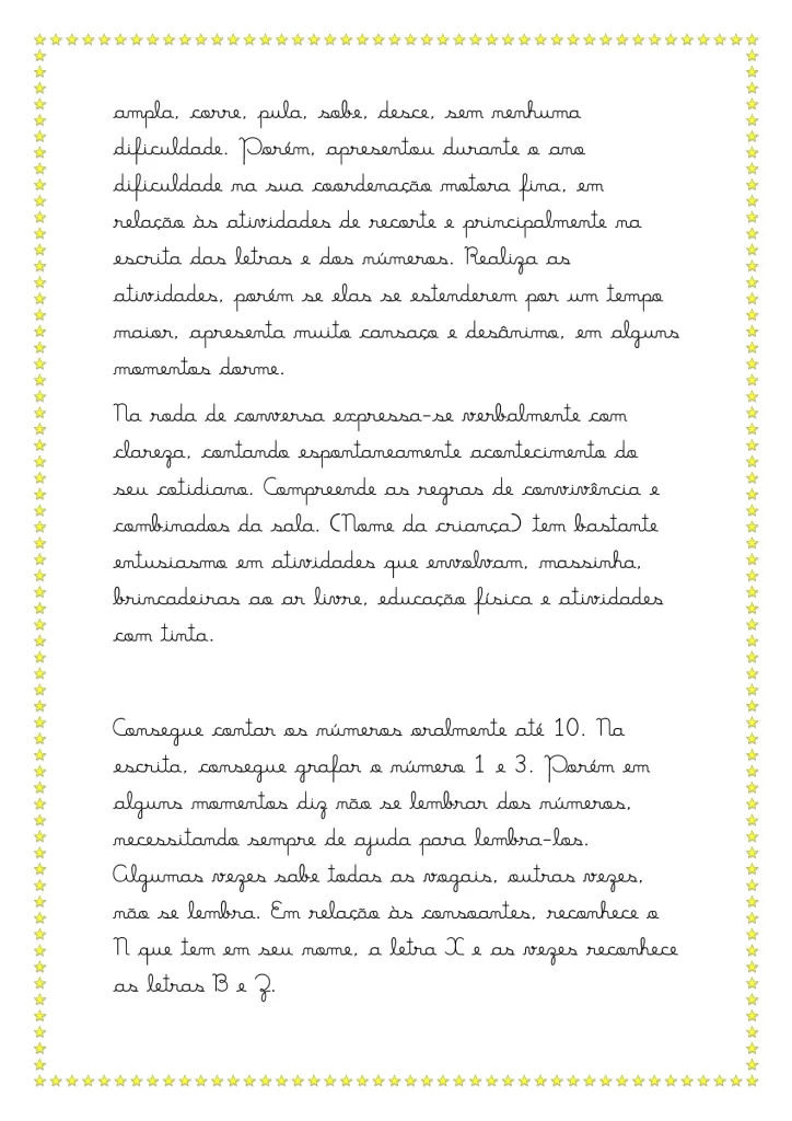 Modelos de relatórios da educação infantil — p21 | Atividades Educação Infantil (ensinoja.com.br)