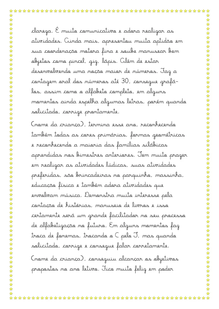 Modelos de relatórios da educação infantil — p23 | Atividades Educação Infantil (ensinoja.com.br)