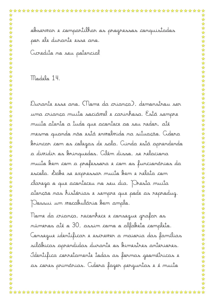 Modelos de relatórios da educação infantil — p24 | Atividades Educação Infantil (ensinoja.com.br)