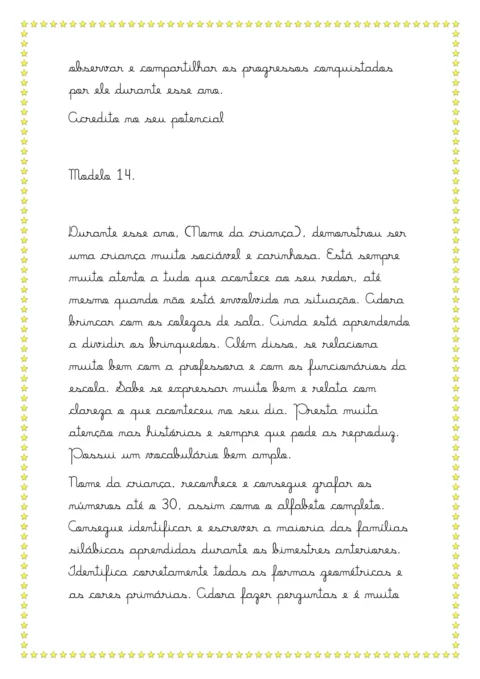 Modelos de relatórios da educação infantil — p24 | Atividades Educação Infantil (ensinoja.com.br)