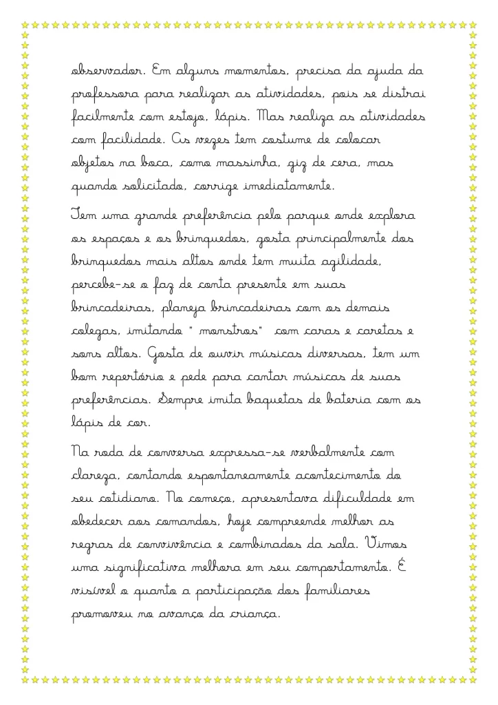 Modelos de relatórios da educação infantil — p25 | Atividades Educação Infantil (ensinoja.com.br)