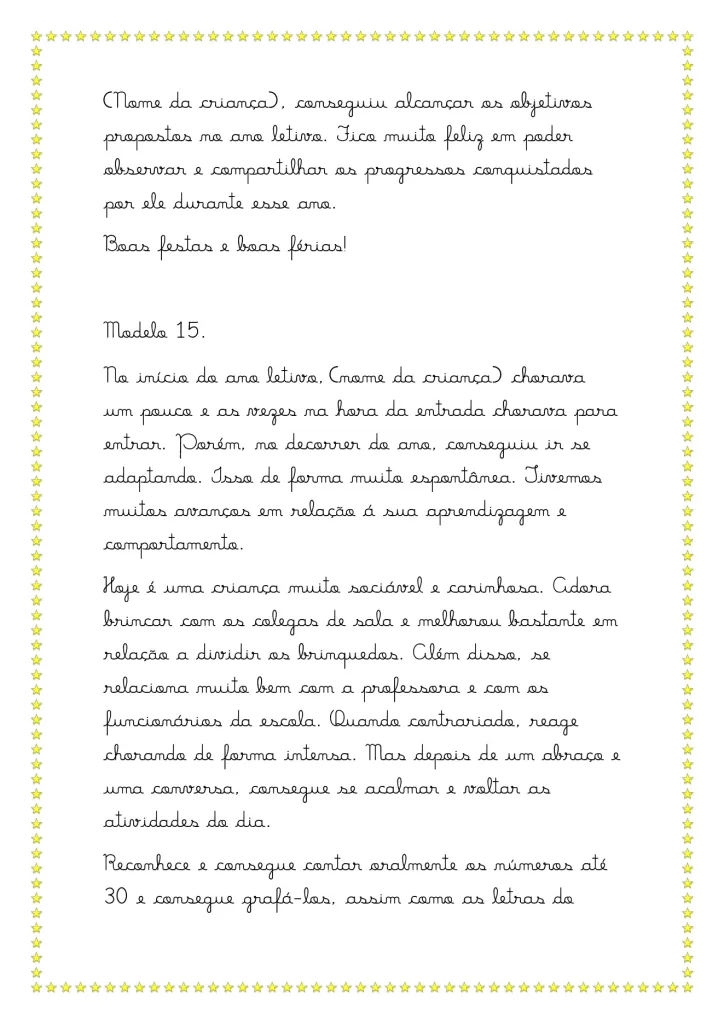 Modelos de relatórios da educação infantil — p26 | Atividades Educação Infantil (ensinoja.com.br)