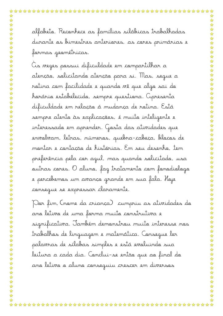 Modelos de relatórios da educação infantil — p27 | Atividades Educação Infantil (ensinoja.com.br)