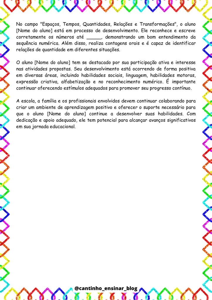 Modelos de relatórios individuais na educação infantil — p5 | Atividades Educação Infantil (ensinoja.com.br)