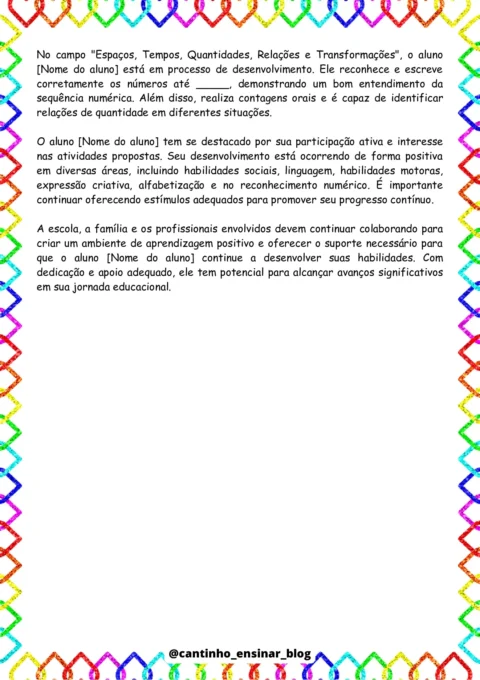 Modelos de relatórios individuais na educação infantil — p5 | Atividades Educação Infantil (ensinoja.com.br)