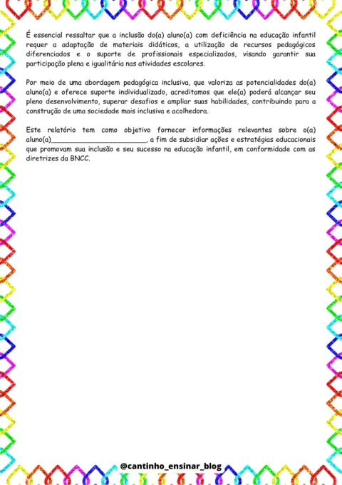 Modelos de relatórios individuais na educação infantil — p22 | Atividades Educação Infantil (ensinoja.com.br)