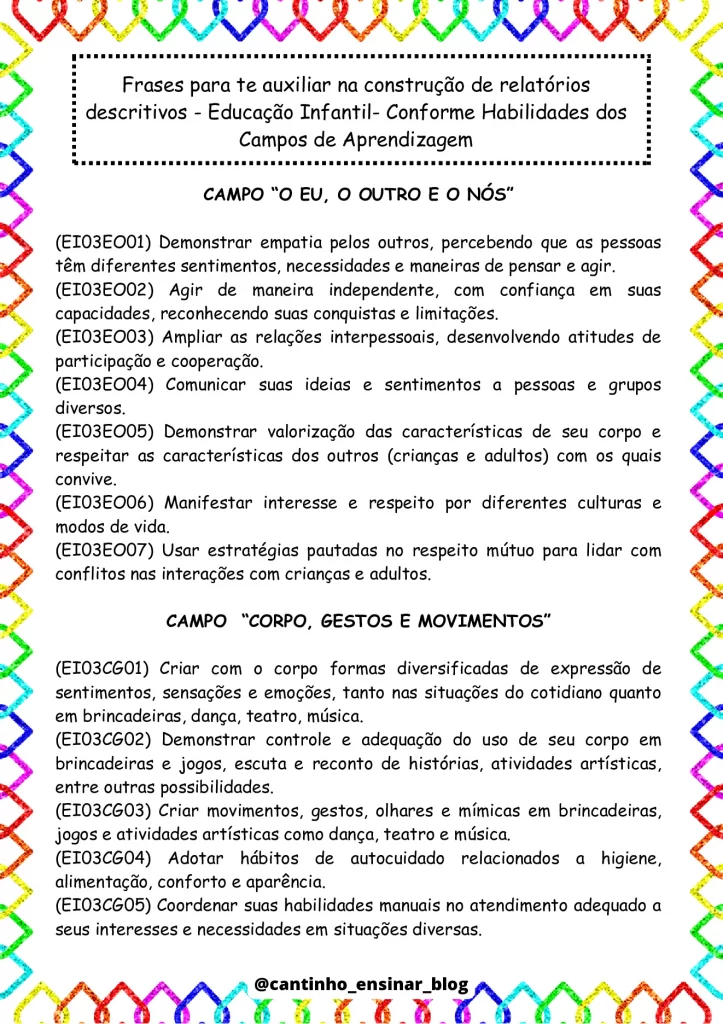 Modelos de relatórios individuais na educação infantil — p23 | Atividades Educação Infantil (ensinoja.com.br)