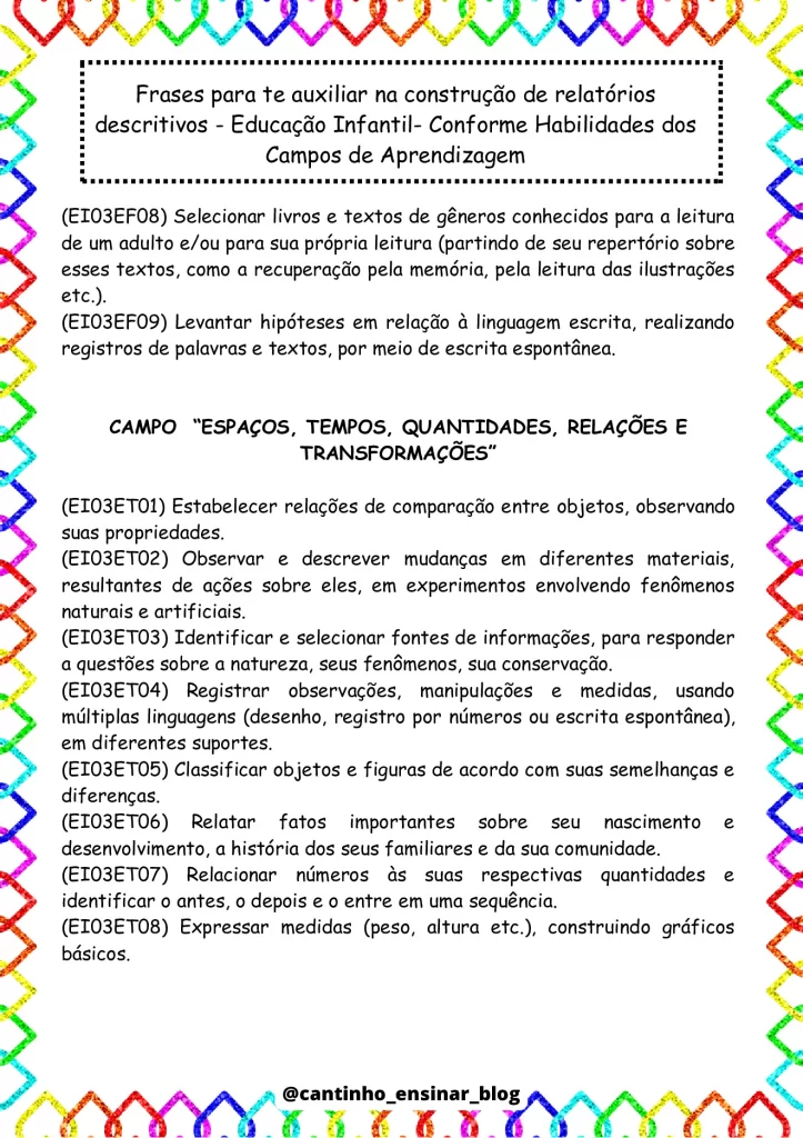 Modelos de relatórios individuais na educação infantil — p25 | Atividades Educação Infantil (ensinoja.com.br)