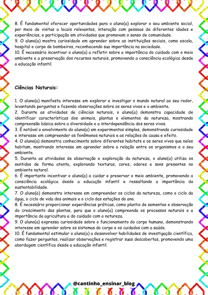 Modelos de relatórios individuais na educação infantil — p29 | Atividades Educação Infantil (ensinoja.com.br)