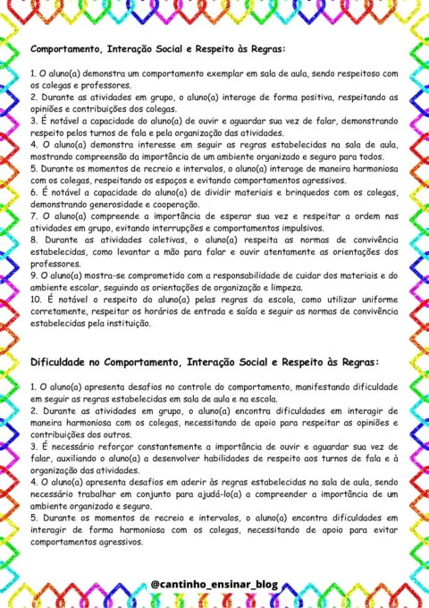 Modelos de relatórios individuais na educação infantil — p30 | Atividades Educação Infantil (ensinoja.com.br)