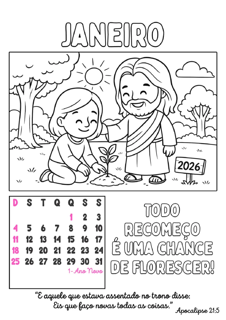 Calendário 2026 com fé e cor para crianças — p2 | Atividades Educação Infantil (ensinoja.com.br)