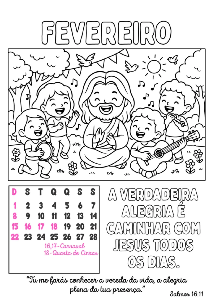 Calendário 2026 com fé e cor para crianças — p3 | Atividades Educação Infantil (ensinoja.com.br)