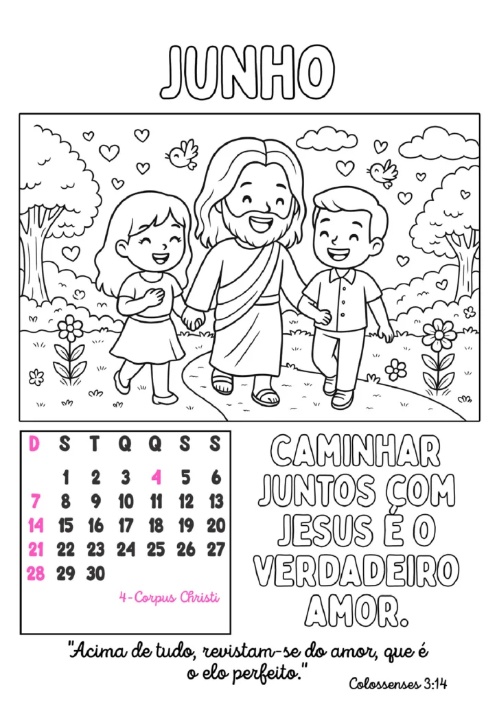 Calendário 2026 com fé e cor para crianças — p7 | Atividades Educação Infantil (ensinoja.com.br)