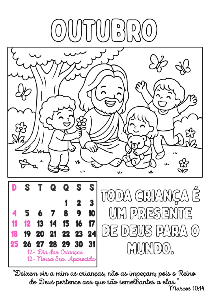 Calendário 2026 com fé e cor para crianças — p11 | Atividades Educação Infantil (ensinoja.com.br)