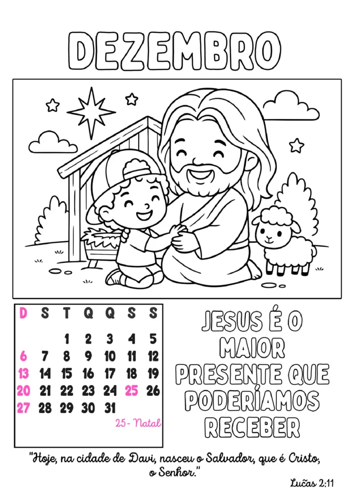 Calendário 2026 com fé e cor para crianças — p13 | Atividades Educação Infantil (ensinoja.com.br)