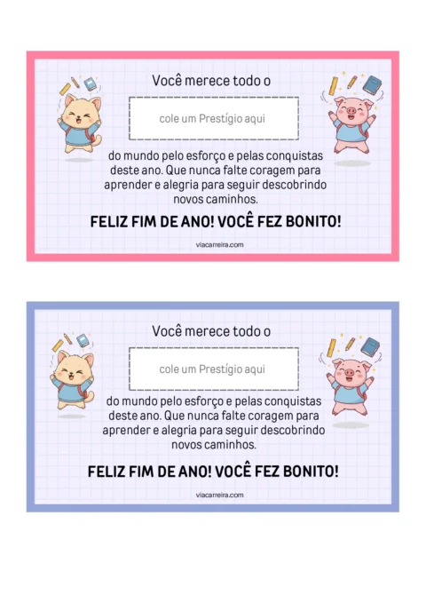Cartões de felicitações para o fim de ano