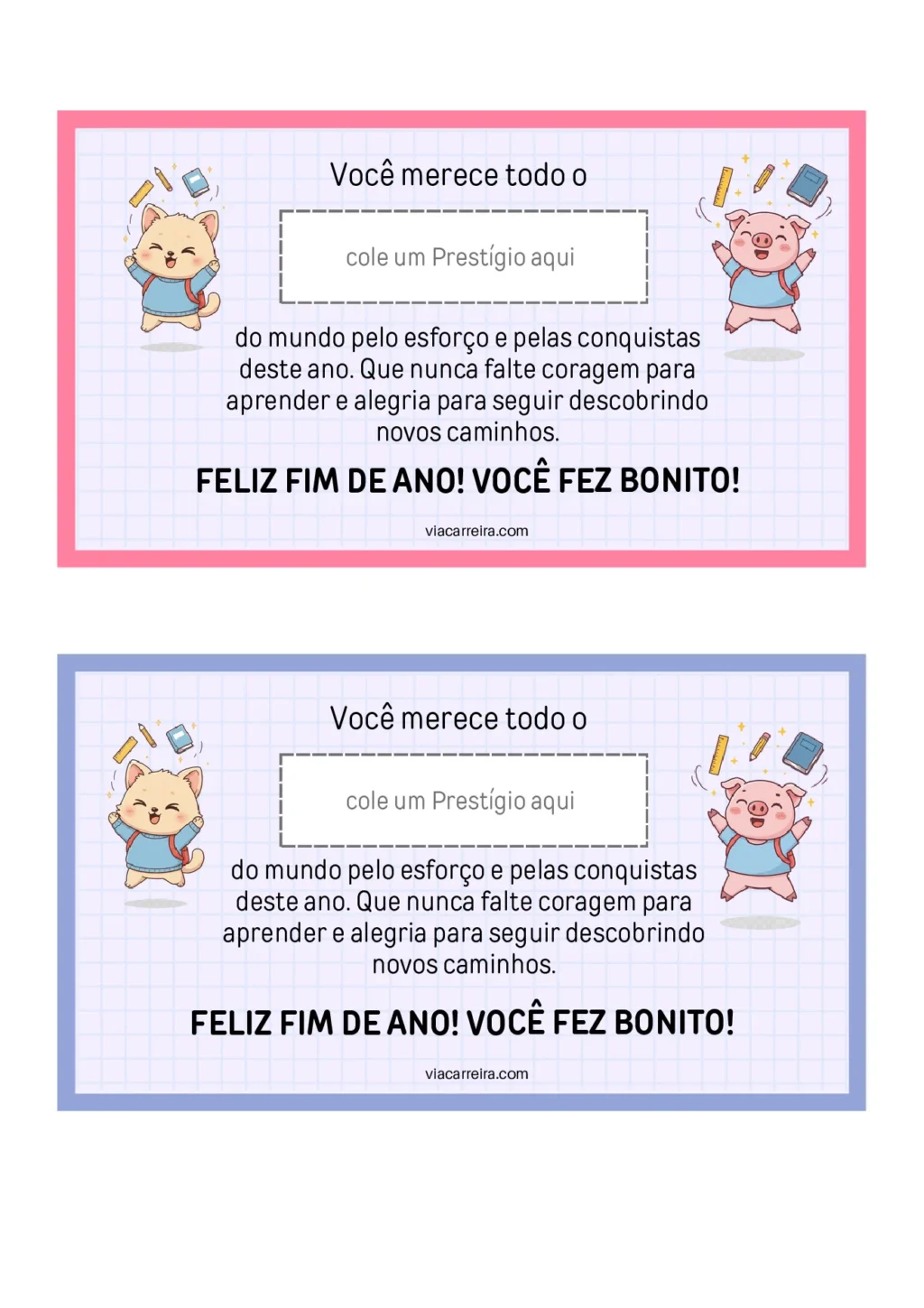 Cartões de felicitações para o fim de ano