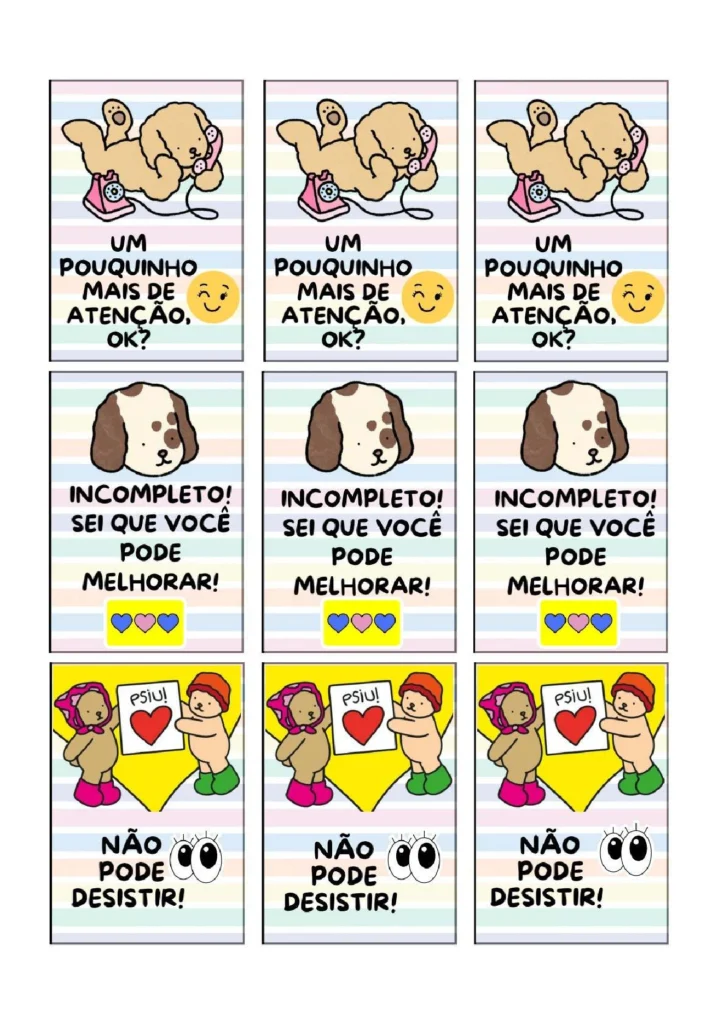 Cartões motivacionais para crianças — p4 | Atividades Educação Infantil (ensinoja.com.br)