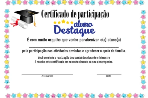 Certificado de Participação Aluno Destaque para Imprimir — p1 | Atividades Educação Infantil (ensinoja.com.br)