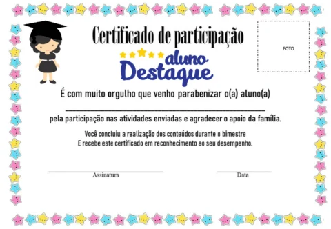 Certificado de Participação Aluno Destaque para Imprimir — p5 | Atividades Educação Infantil (ensinoja.com.br)