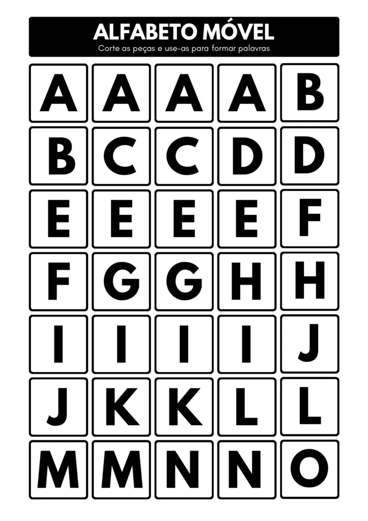 Alfabeto Móvel para Imprimir: Recorte e Forme Palavras — p1 | Atividades Educação Infantil (ensinoja.com.br)