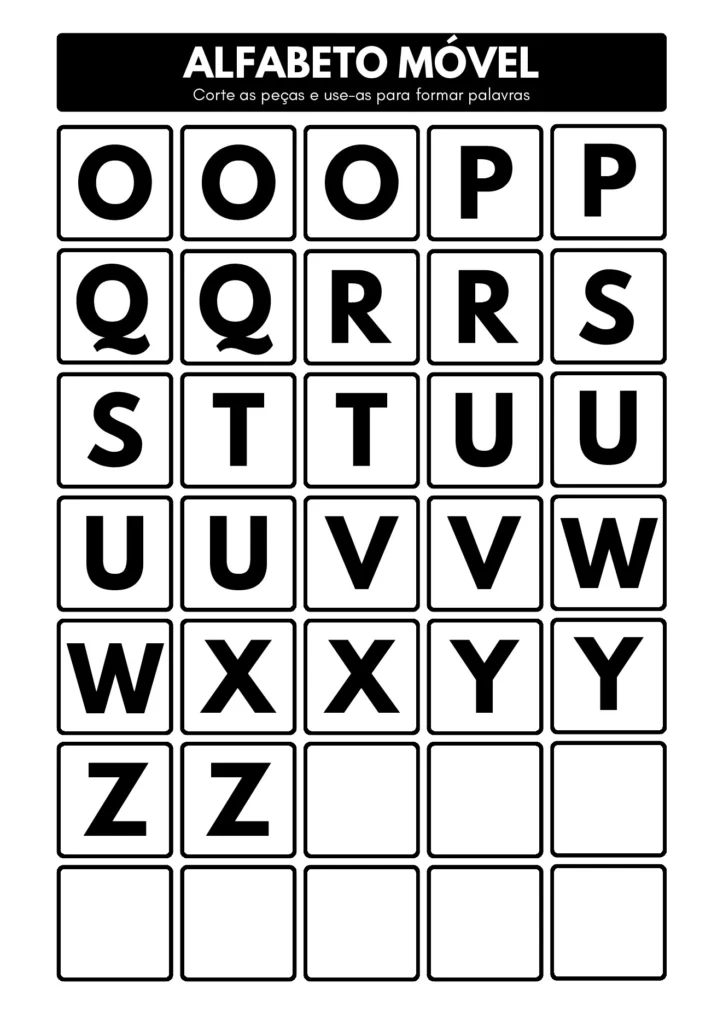 Alfabeto Móvel para Imprimir: Recorte e Forme Palavras — p2 | Atividades Educação Infantil (ensinoja.com.br)