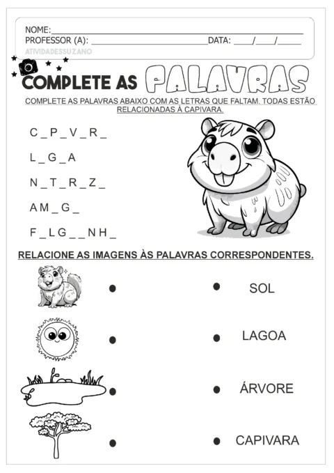 Atividades da Capivara para Imprimir (Alfabetização — p3 | Atividades Educação Infantil (ensinoja.com.br)