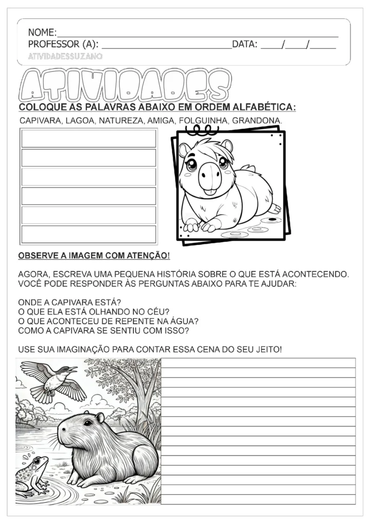 Atividades da Capivara para Imprimir (Alfabetização — p7 | Atividades Educação Infantil (ensinoja.com.br)