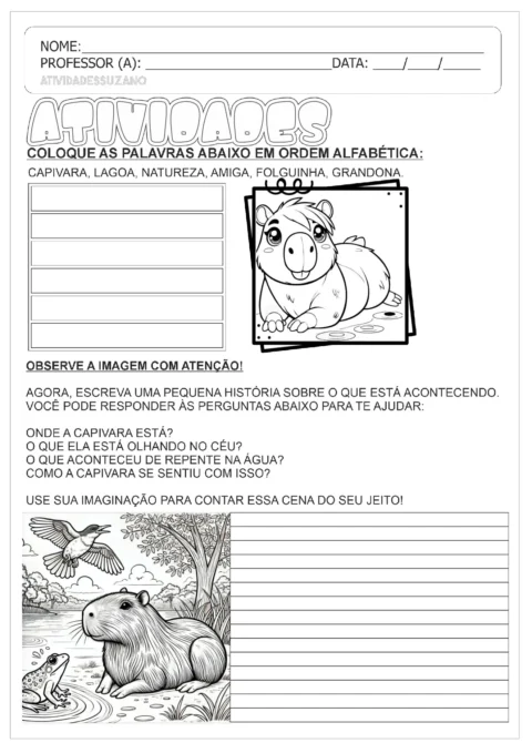 Atividades da Capivara para Imprimir (Alfabetização — p7 | Atividades Educação Infantil (ensinoja.com.br)